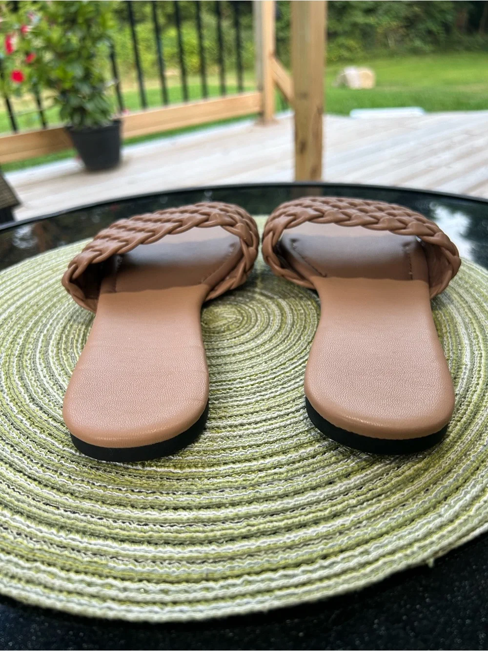 Woven Slide Sandals in Tan - Comfortable Everyday Women’s Slides